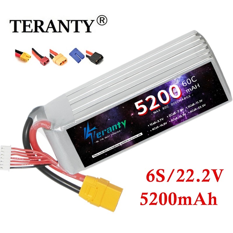 Drone Battery 6S - タンク、rcモデルパーツ、車、電車、バギー、ボート、60c、5200mah、ec5、xt60 t、xt90、6s、22.2v用のプラグ付きteranty-lioバッテリー