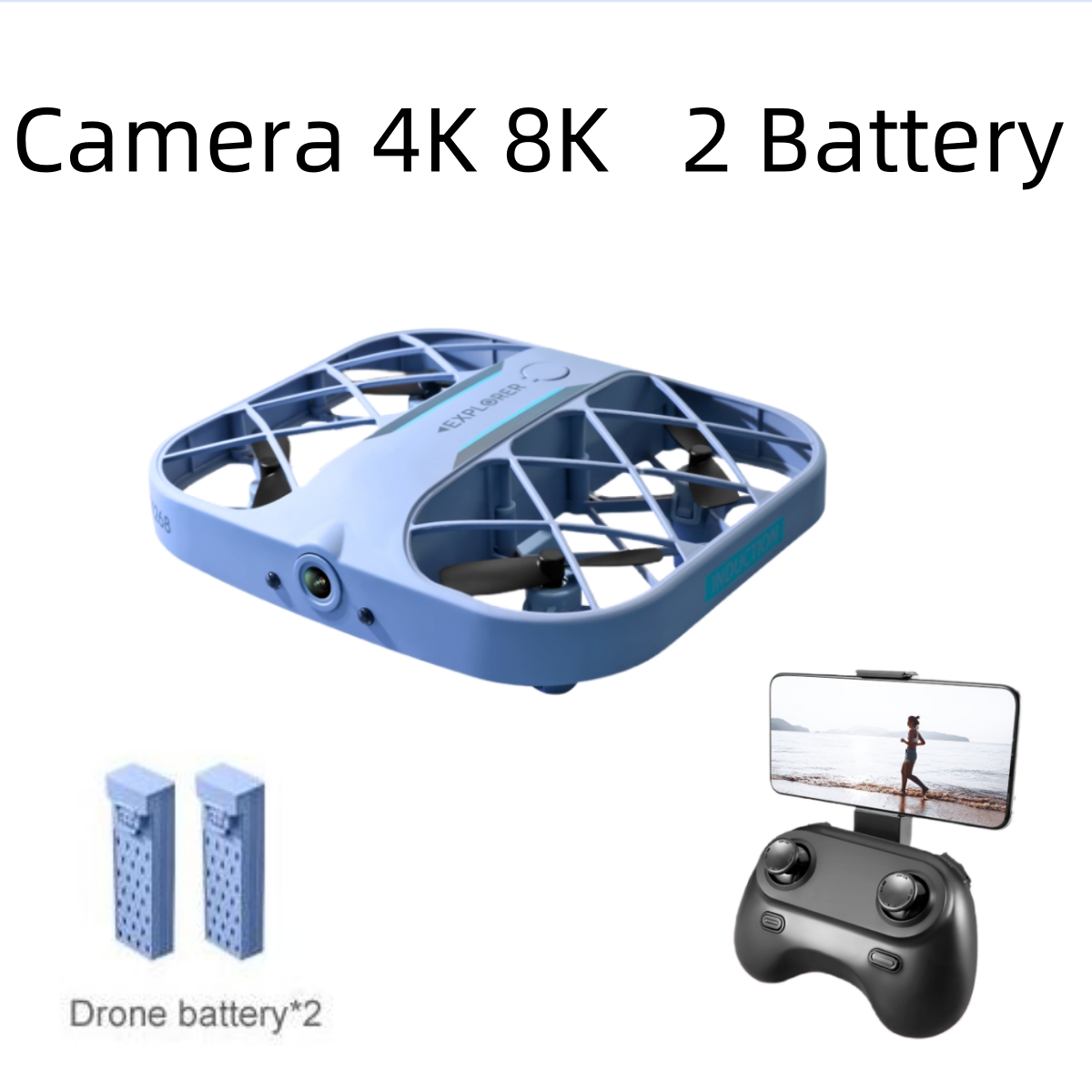 Drone Battery Case - JJRC H107 FPV RCドローン（バッテリー2個付き）、8K/4Kカメラ搭載クアッドコプター、リモコン付きドローン、クリスマスプレゼントに最適