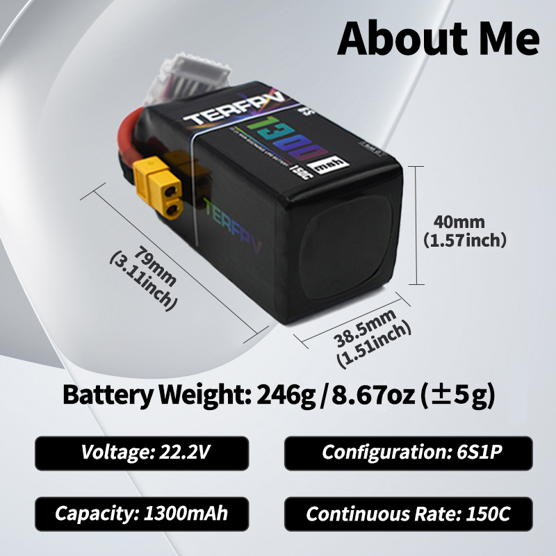 TERFPV リポバッテリー 6S 22.2V 1300/1 - Drone Battery 6S のレビューと価格