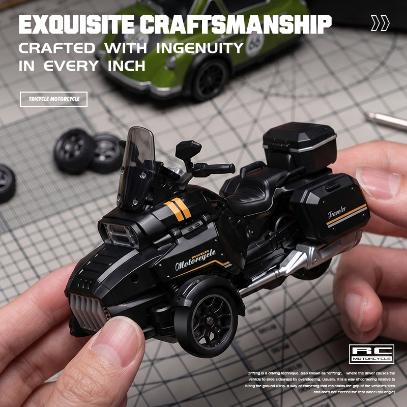 1:43 RC ドリフト三輪オートバイ 15KM/H 高速  - Drone Battery Alarm のレビューと価格