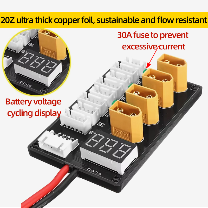 XT30 XT60 リポバッテリー並列充電ボード 1-3S/ - Drone Battery Parallel Board のレビューと価格