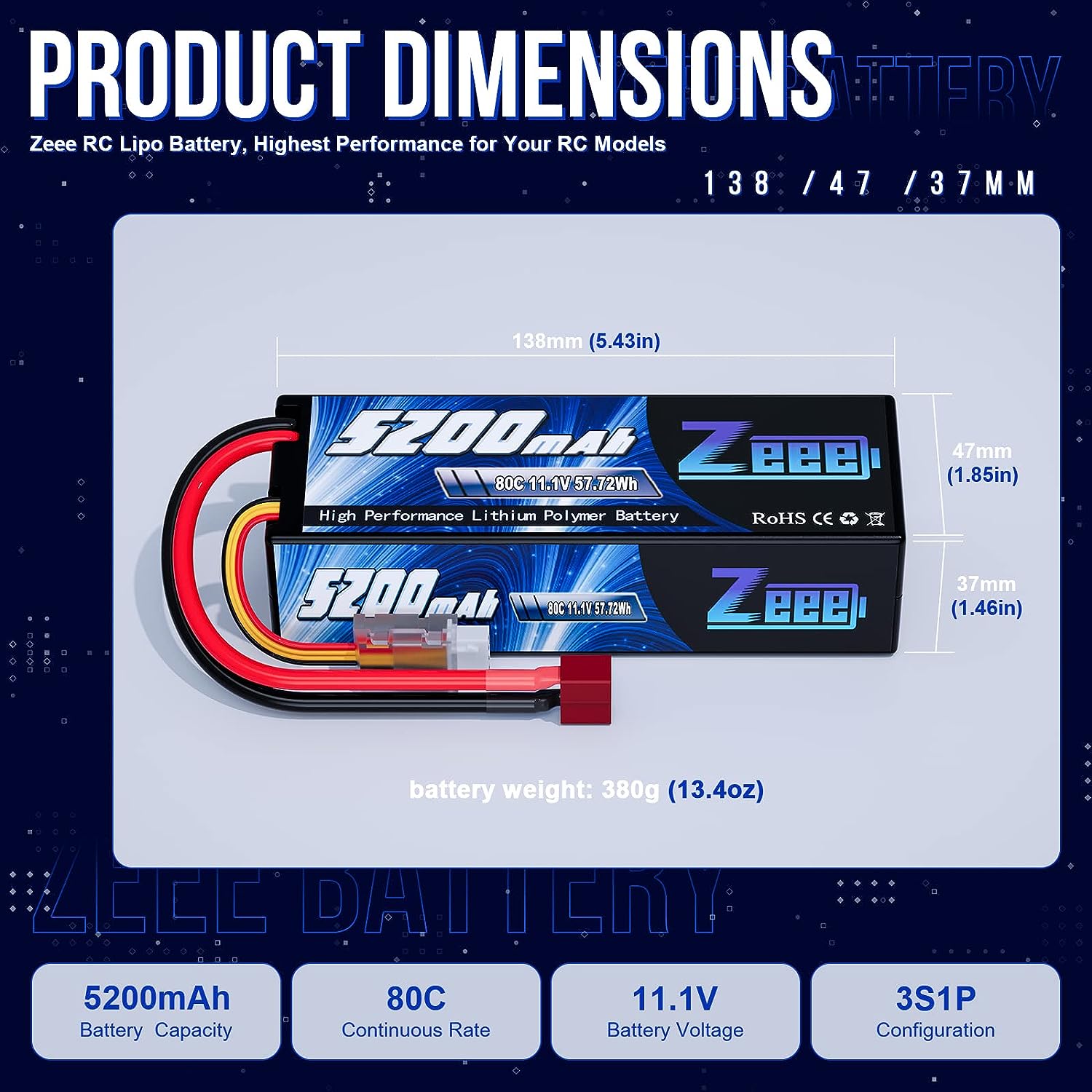 1/2 個 Zeee 3S 5200mAh Lipo バッテ - Drone Battery 4S のレビューと価格
