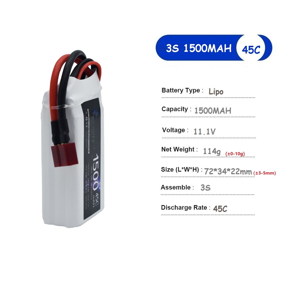 11.1Vリポバッテリー 3S 1500mAh 1800mA - Drone Battery 3S のレビューと価格